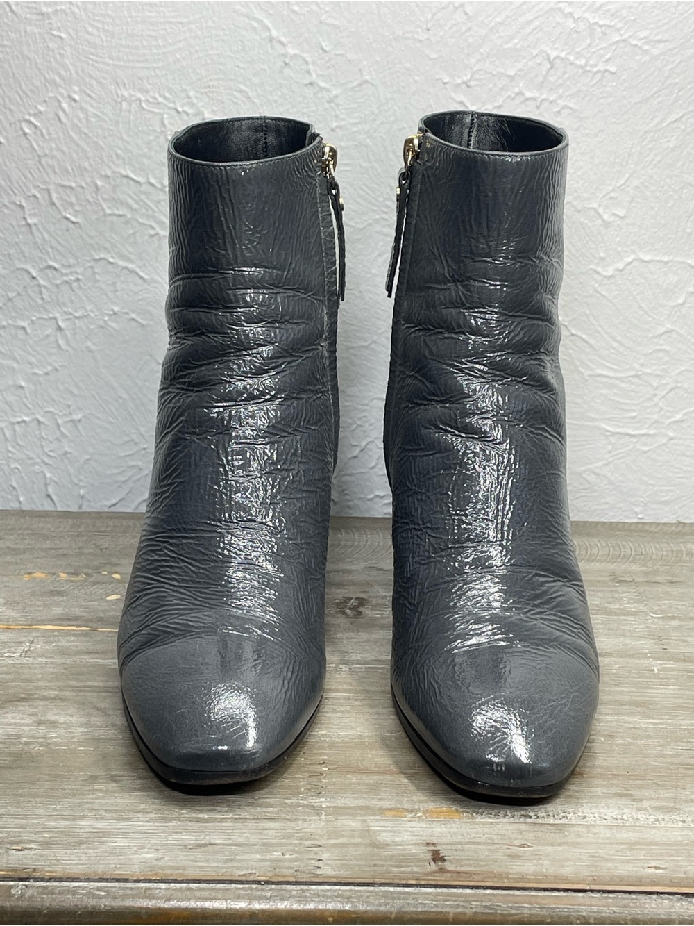 M Gemi Christina 38.5/8 Leather Block Heel Ankle Bootie Hand-Made in Italy